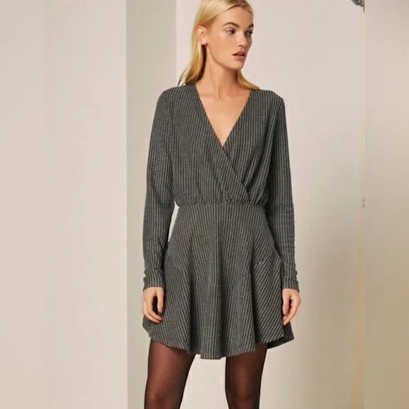 The Fifth Label | Dresses | The Fifth Label Grey Knit Ribbed Wrap Dress  Womens Size Xl | Poshmark